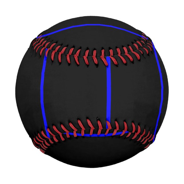 Balle De Baseball Style vertical Symbolique Ligne Bleue Mince (Devant)