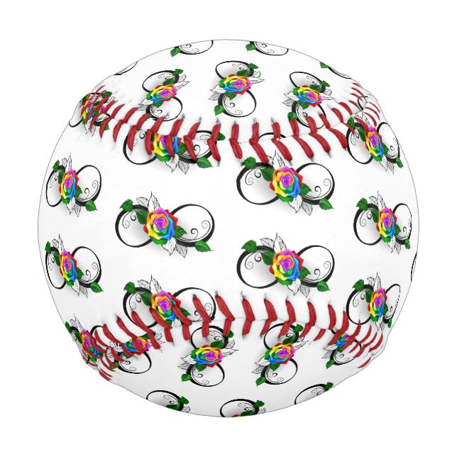 Balle De Baseball Symbole d'infini avec rose arc-en-ciel (Devant)