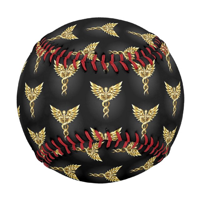 Balle De Baseball Symbole Polygonal Or Caduceus (Devant)