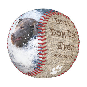 Balle De Baseball Toile de jute Meilleur papa chien du monde Deux ph