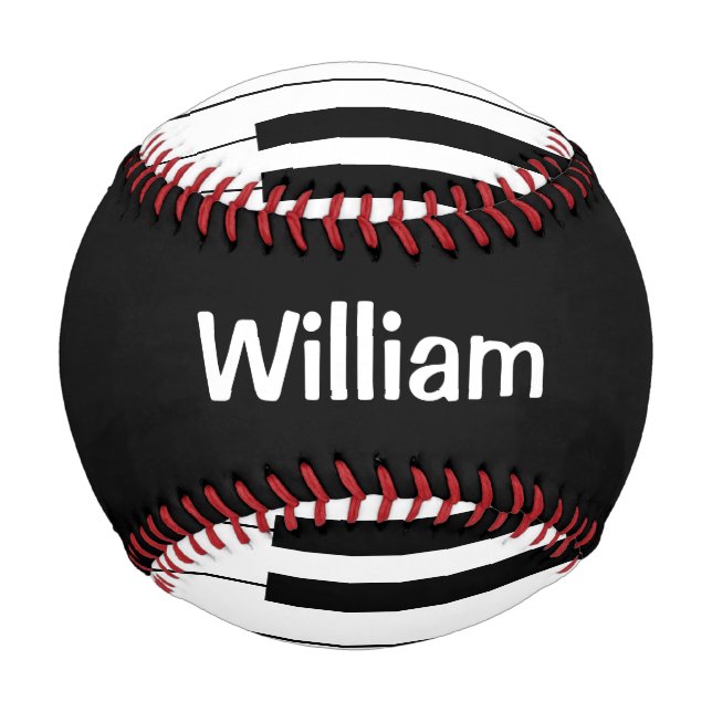 Balle De Baseball Touches de piano noir et blanc avec nom personnali (Devant)