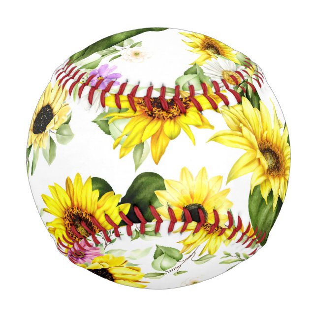 Balle De Baseball Tournesol à l'aquarelle 7 (Devant)