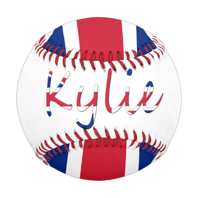 Balle De Baseball Tout nom superposé sur Union Jack bbcnt (Dos)