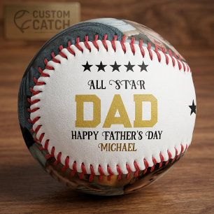 Balle De Baseball Tout Papa Star Photo Baseball Fête des Pères perso