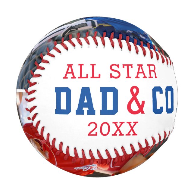 Balle De Baseball TOUTE STAR DAD & COACH 2 Photo personnalisée (Devant Gauche)