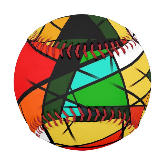 Balle De Baseball Triangle Coloré Géométrique Moderne (Devant)