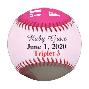 Balle De Baseball Triplet Girl Birth Stats Rose Photo