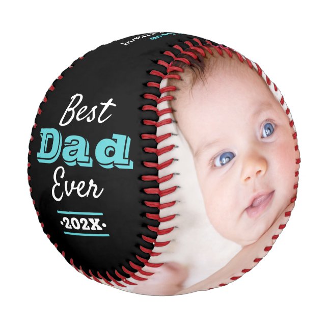 Balle De Baseball Turquoise Black Meilleur Papa Jamais Typographie M (Angle)