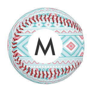 Balle De Baseball Turquoise et Motif tribal aztèque rose
