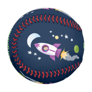 Balle De Baseball Un adorable vaisseau-fusée dans l'espace dessin an
