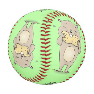 Balle De Baseball Un joli hamster souriant avec un dessin animé d'ar