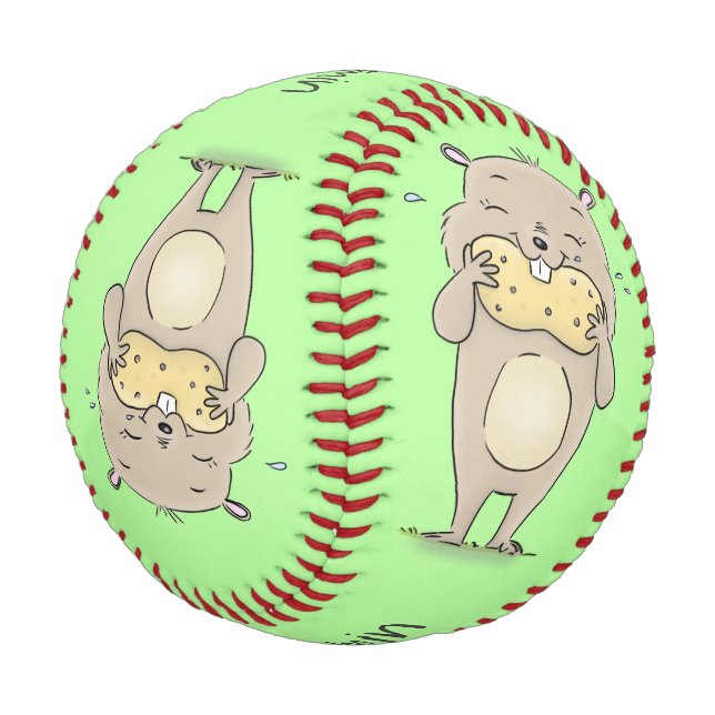Balle De Baseball Un joli hamster souriant avec un dessin animé d'ar (Angle)