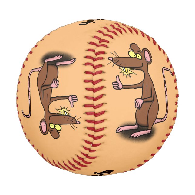 Balle De Baseball Un rat brun mignon pouce vers le haut dessin animé (Angle)