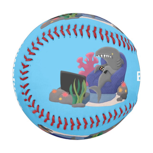 Balle De Baseball Un requin drôle en regardant la bande dessinée de  (Devant Gauche)