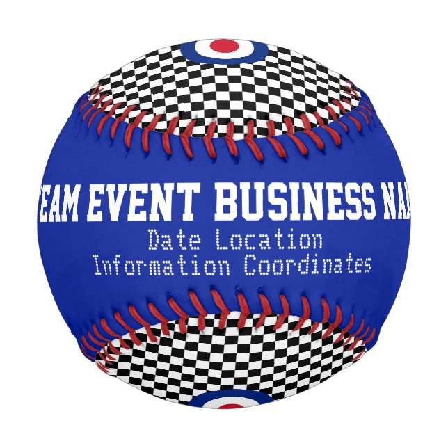 Balle De Baseball Vérificateurs Motifs Roundel Cible Mod Personnalis (Dos)