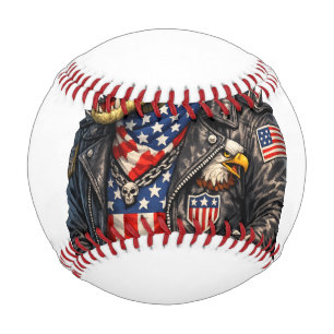 Balle De Baseball Veste en cuir de motard d'alligator patriotique fé