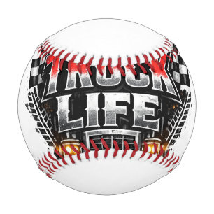 Balle De Baseball Vie de camion Grunge en détresse Chrome Rouge Casq