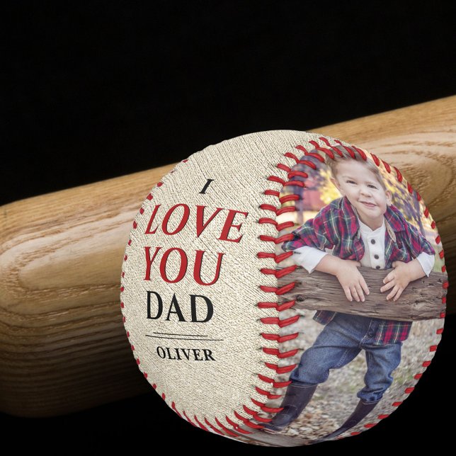 Balle De Baseball Vous aimez Papa Rustique Fête des Pères 2 Collage  (Créateur téléchargé)