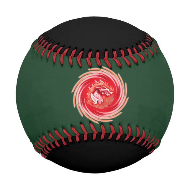 Balle De Baseball Wild Wolf Whirling baseball vert et noir (Devant)