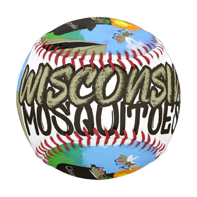 Balle De Baseball Wisconsin Mosquitoes Cartoon (Devant)