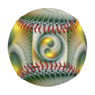 Balle De Baseball Yin Yang Vert Jaune Abstrait coloré Fractal