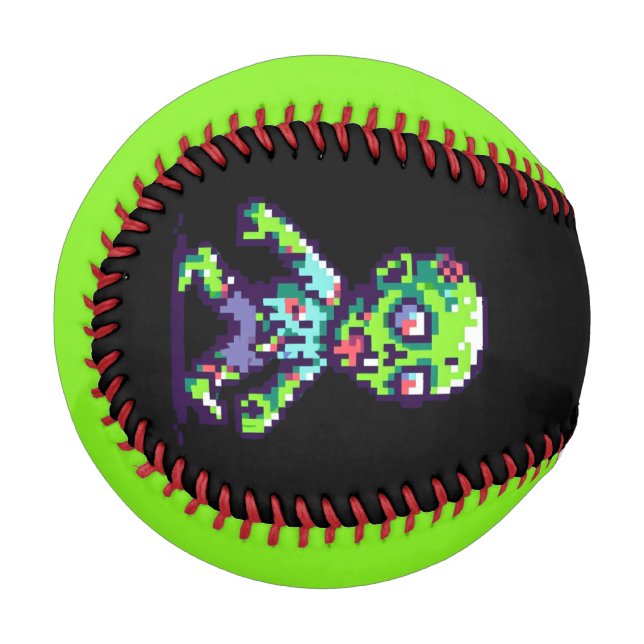 Balle De Baseball zombie drôle Halloween 8 bits  (Devant Gauche)
