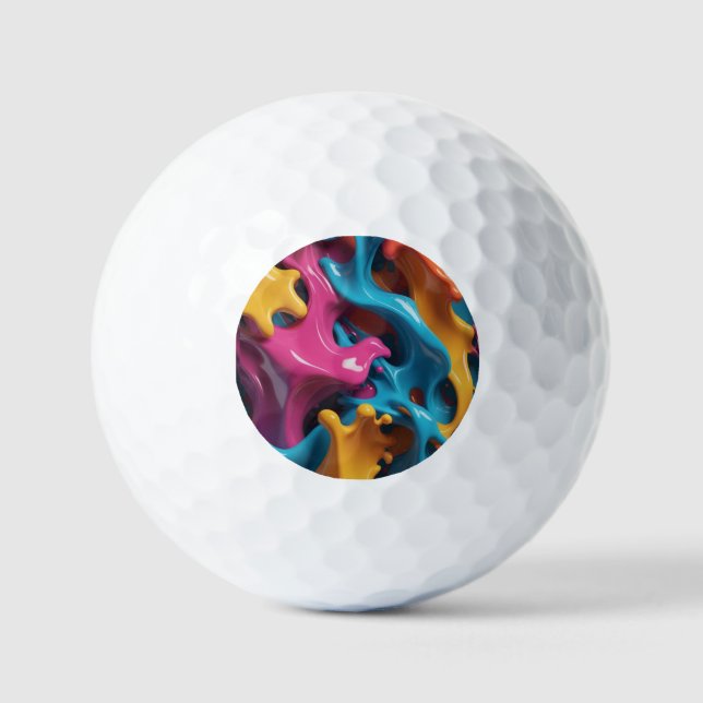Balle de golf abstraite multicolore (Recto)