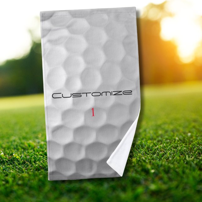 Balle de golf blanche texturée avec nom et numéro  (Créateur téléchargé)