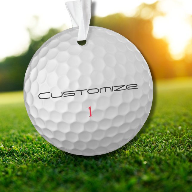 Balle de golf blanche texturée avec nom et numéro  (Créateur téléchargé)