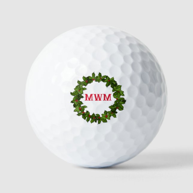 Balle de golf Couronne de Noël Monogramme personna (Recto)