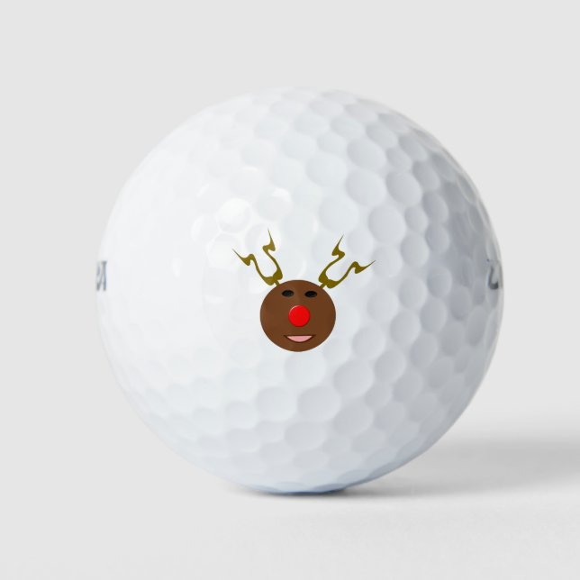 Balle de golf Cyber Christmas Reindeer (Devant)