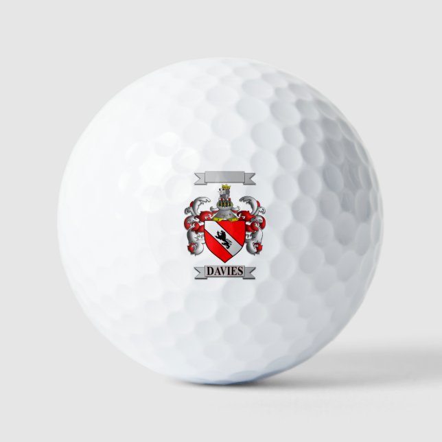 Balle de golf Davies UK Nom de famille Bouclier (Recto)