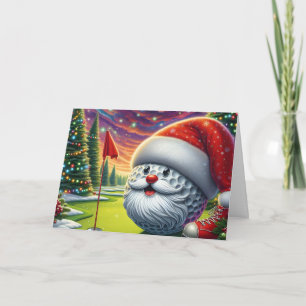 Balle de golf de Noël avec golfeur Carte de vacanc