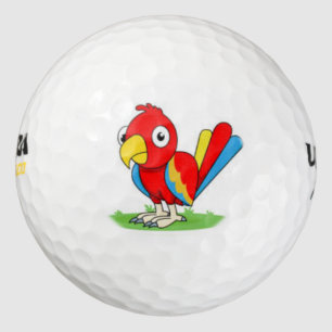 balle de golf de perroquet rouge mignon