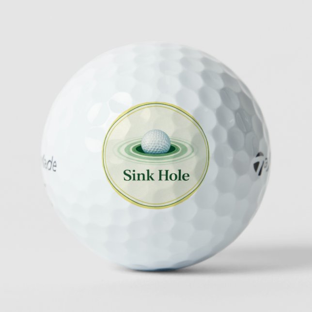 Balle de Golf | Dessin de Trou d'Eau | Cadeau d'En (Recto)