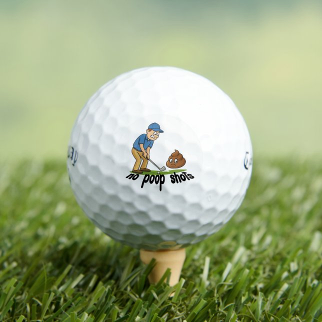 Balle de golf drôle « Tir sans caca » – Émoji caca (T-shirt Insitu)