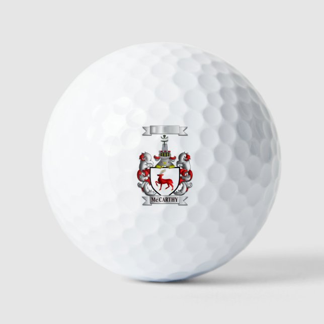 Balle de Golf Famille Mc Carthy Nom et Blason (Recto)