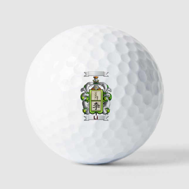 Balle de golf li Nom de famille et bouclier (Recto)
