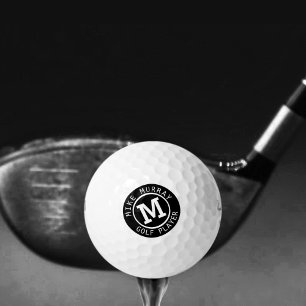 balle de golf noir et blanc avec monogramme