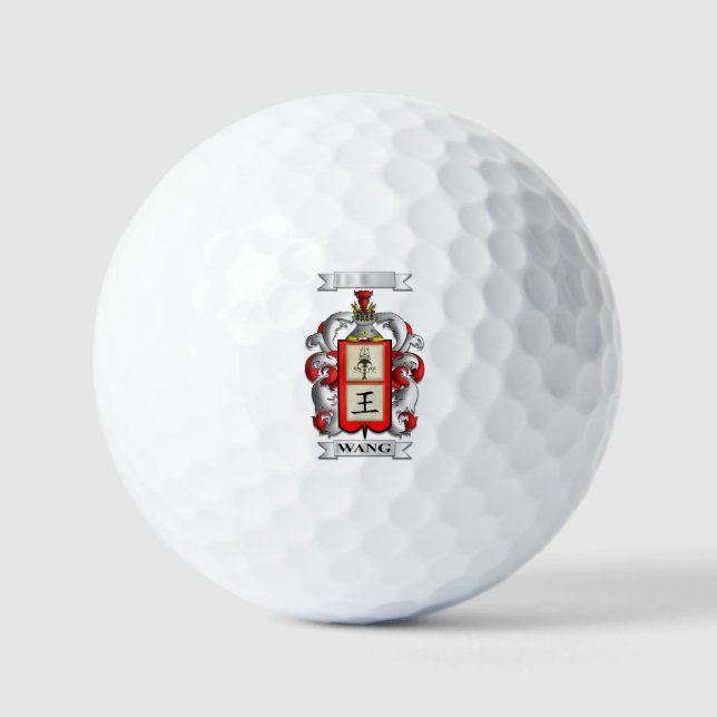 Balle de golf Nom de famille Wang et bouclier (Recto)