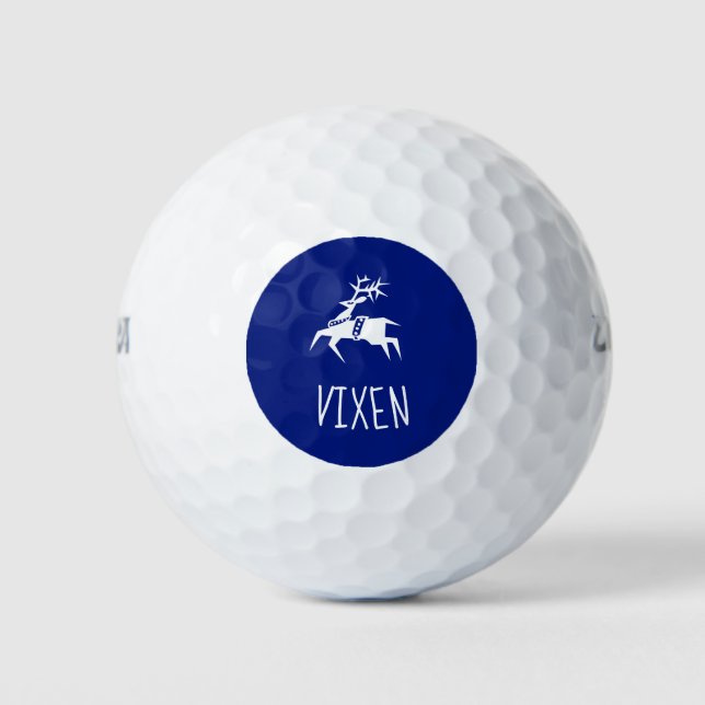 Balle de golf nommée Vixen | Emoji de rennes migno (Devant)
