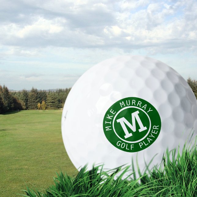 balle de golf personnalisée avec monogramme vert (Créateur téléchargé)
