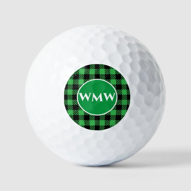 Balle de golf Plaid de Buffalo Vert sur mesure (Recto)