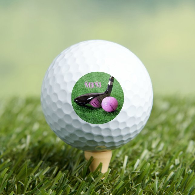 Balle de golf rose élégante écriture décorative mo (Créateur téléchargé)
