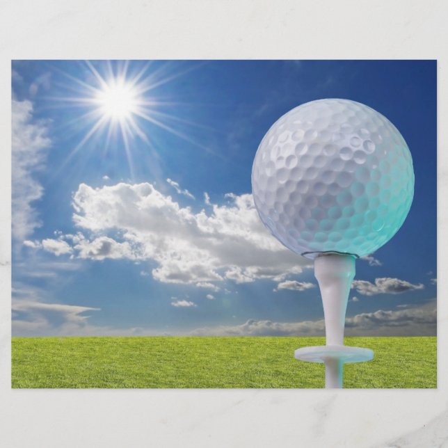 balle de golf sur tee avec herbe (Devant)