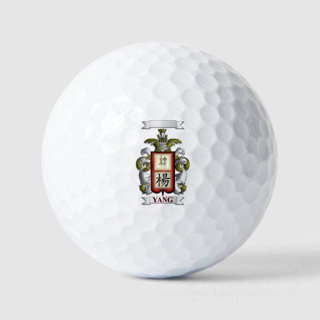Balle de golf Yang Nom de famille et bouclier (Recto)