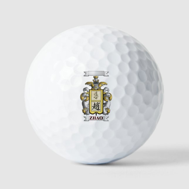 Balle de golf Zhao Nom de famille et bouclier (Recto)