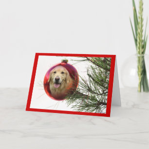 Balle de la carte de Noël Golden Retriever