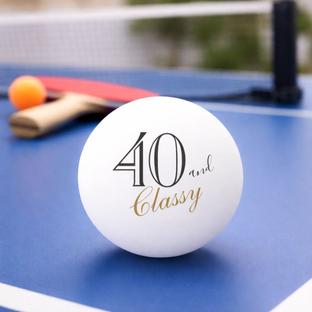 Balle De Ping Pong 40 ans et élégant écriture 40e anniversaire (Créateur téléchargé)
