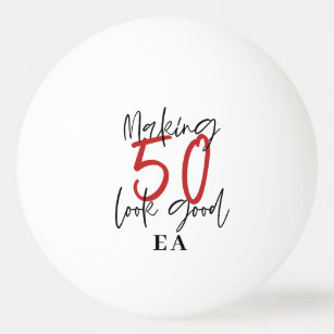 Balle De Ping Pong 50e anniversaire initiales cadeaux personnalisés